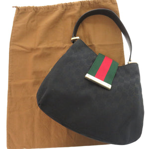 グッチ GGキャンバス レザー 211934 ブラック ホーボー ショルダーバッグ 黒 11205【中古】GUCCI