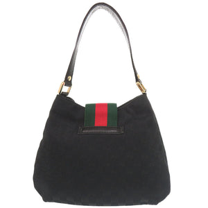 グッチ GGキャンバス レザー 211934 ブラック ホーボー ショルダーバッグ 黒 11205【中古】GUCCI