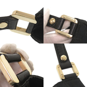 グッチ GGキャンバス レザー 211934 ブラック ホーボー ショルダーバッグ 黒 11205【中古】GUCCI