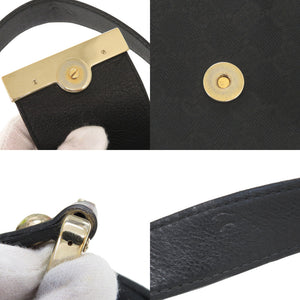 グッチ GGキャンバス レザー 211934 ブラック ホーボー ショルダーバッグ 黒 11205【中古】GUCCI