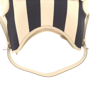 美品 バーバリー ストライプ ホーボー ワンショルダーバッグ シルバー金具 キャンバス レザー ネイビー アイボリー 紺 1220【中古】BURBERRY