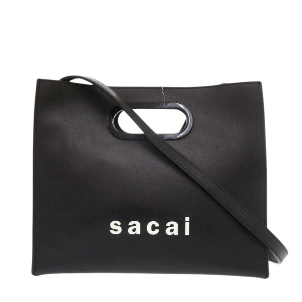 美品 サカイ New Shopper Bag レザー ブラック ショルダーバッグ 黒 1236【中古】Sacai