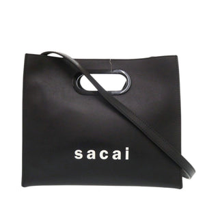 美品 サカイ New Shopper Bag レザー ブラック ショルダーバッグ 黒 1236【中古】Sacai