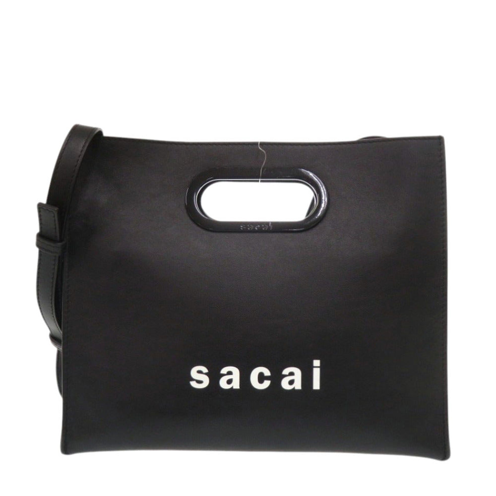 美品 サカイ New Shopper Bag レザー ブラック ショルダーバッグ 黒 1236【中古】Sacai