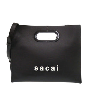 美品 サカイ New Shopper Bag レザー ブラック ショルダーバッグ 黒 1236【中古】Sacai