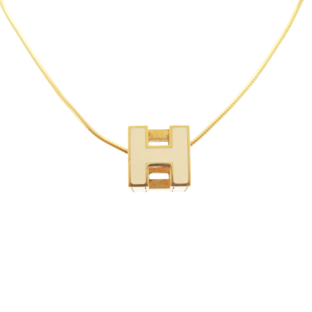 美品 エルメス カージュドアッシュ Hキューブ 143211F メタル/ アイボリー ネックレス 1242 【中古】HERMES