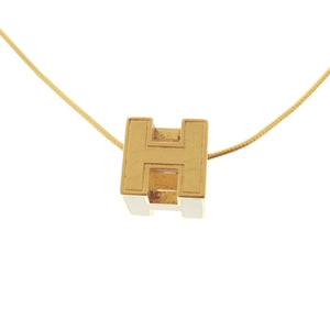 美品 エルメス カージュドアッシュ Hキューブ 143211F メタル/ アイボリー ネックレス 1242 【中古】HERMES