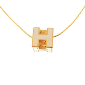 美品 エルメス カージュドアッシュ Hキューブ 143211F メタル/ アイボリー ネックレス 1242 【中古】HERMES