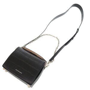美品 アレキサンダーマックイーン ボックスバッグ19 型押しレザー ブラック 2way ショルダーバッグ 黒 1288【中古】Alexander McQueen