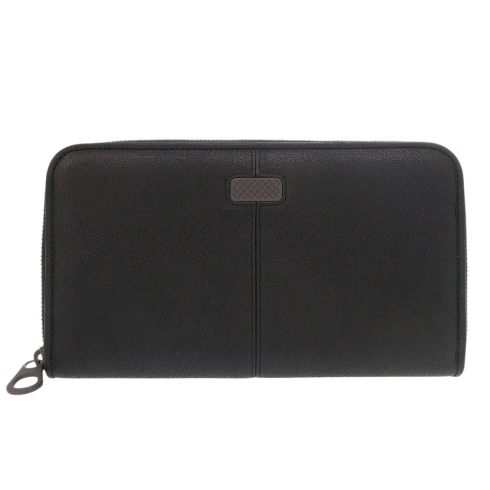 新品同様 ボッテガヴェネタ レザー ブラック 長財布 黒 1320【中古】BOTTEGAVENETA