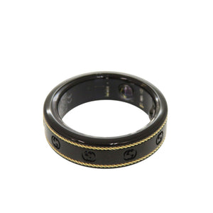 未使用 グッチ OURA オーラコラボ スマートリング 705220 インターロッキングG 13号 チタン ブラック リング 指輪 黒 1477【中古】GUCCI