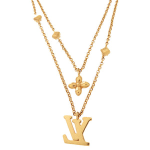 美品 ルイ ヴィトン ネックレス レディ LV M01845 メタル LV ゴールド ネックレス 1478【中古】LOUIS VUITTON