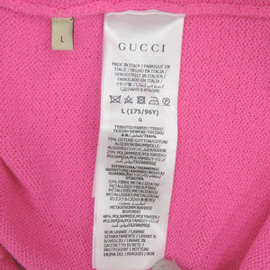 未使用 グッチ ノースリーブニットワンピース 691577 Lサイズ コットン ナイロン ピンク ゴールド 1499【中古】GUCCI