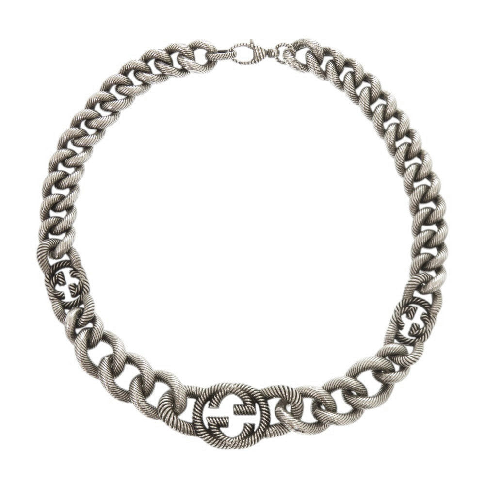 美品 グッチ インターロッキングG シルバー925 ネックレス 1501【中古】GUCCI