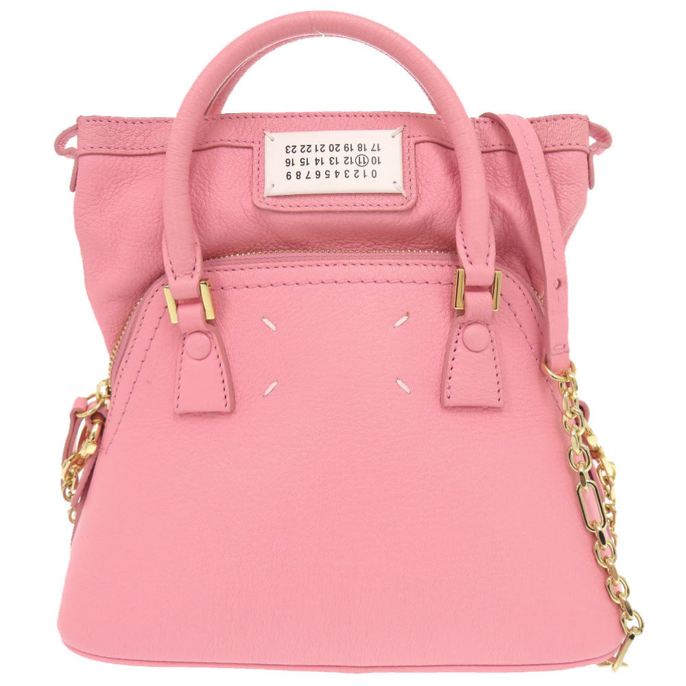 美品 メゾン マルジェラ 5AC クラシック マイクロ レザー ピンク 2WAY ハンドバッグ ショルダーバッグ 1506【中古】Maison Margiela