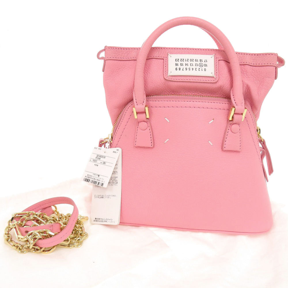 美品 メゾン マルジェラ 5AC クラシック マイクロ レザー ピンク 2WAY ハンドバッグ ショルダーバッグ 1506【中古】Maison Margiela