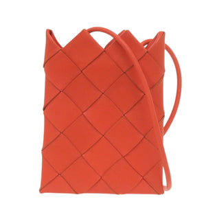 ボッテガヴェネタ イントレチャート レザー オレンジ ショルダーバッグ 1519【中古】BOTTEGAVENETA