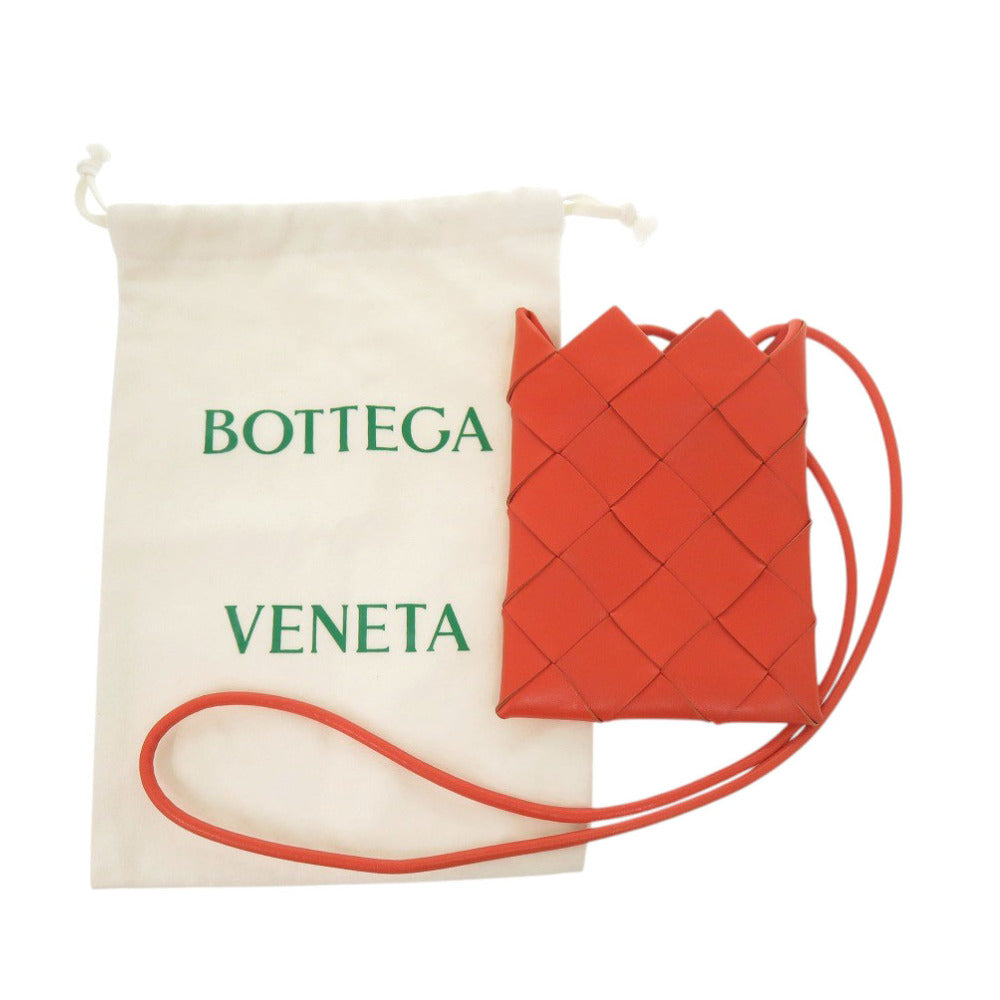 ボッテガヴェネタ イントレチャート レザー オレンジ ショルダーバッグ 1519【中古】BOTTEGAVENETA
