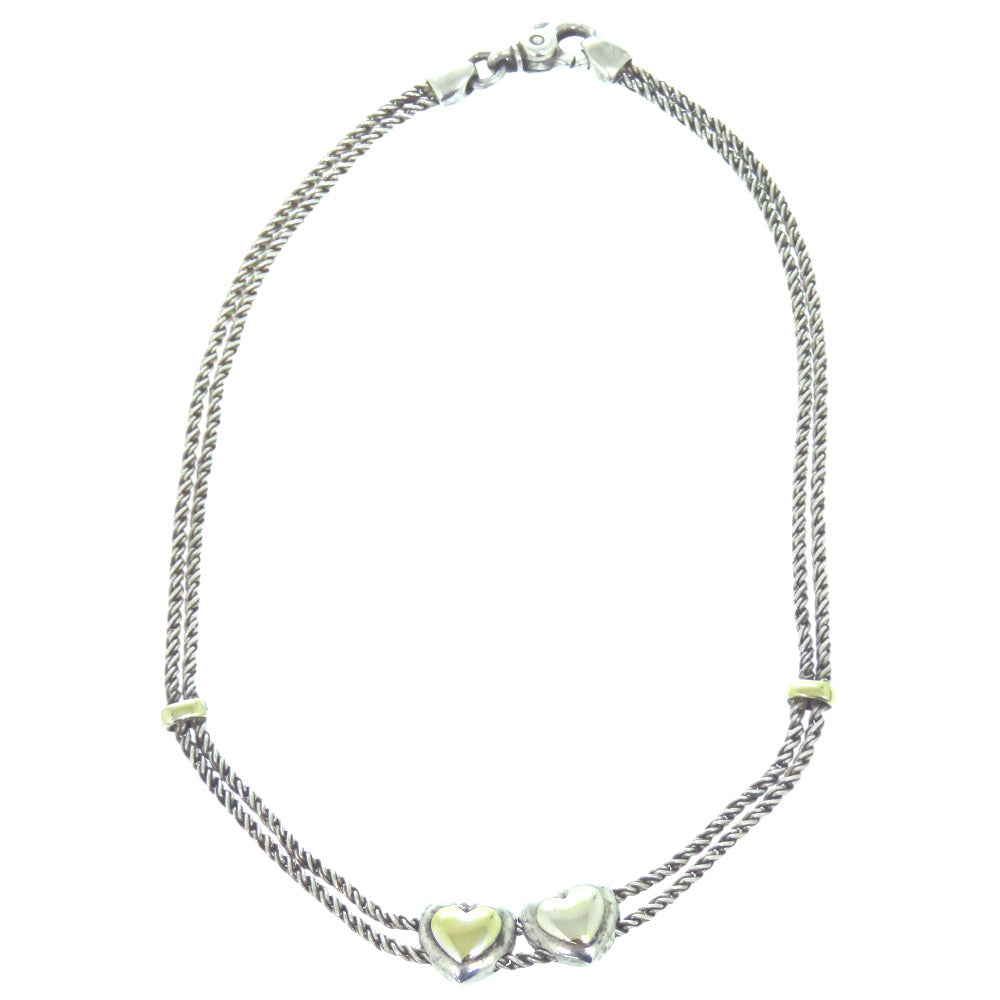 ティファニー ダブルハート ツイストロープ ネックレス シルバー925/750 シルバー 1541【中古】TIFFANY&Co.