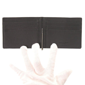 サンローランパリ パームツリー レザー ブラック 二つ折り財布 マネークリップ 黒 1576【中古】SAINT LAURENT PARIS メンズ
