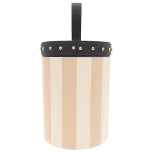 美品 フェンディ ストライプ柄 スタッズ レザー キャンバス ネイビー ベージュ マルチボックス 小物入れ 1591【中古】FENDI