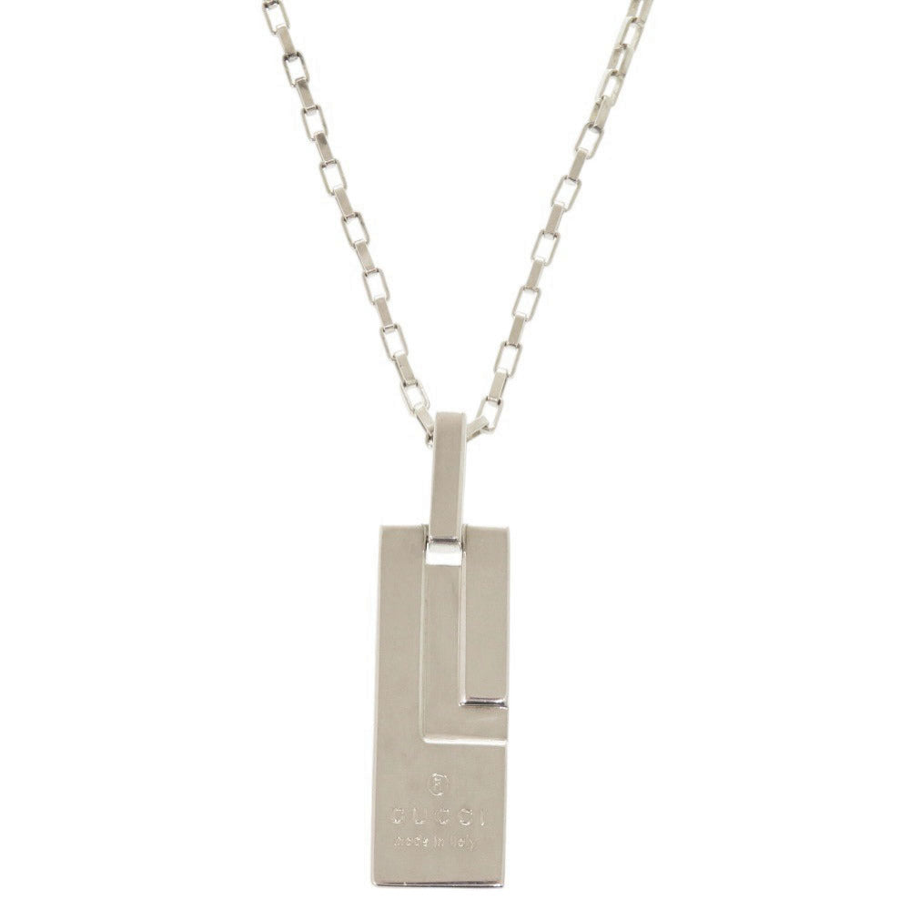 グッチ ロゴ プレート シルバー925 ネックレス ペンダント 1644【中古】GUCCI