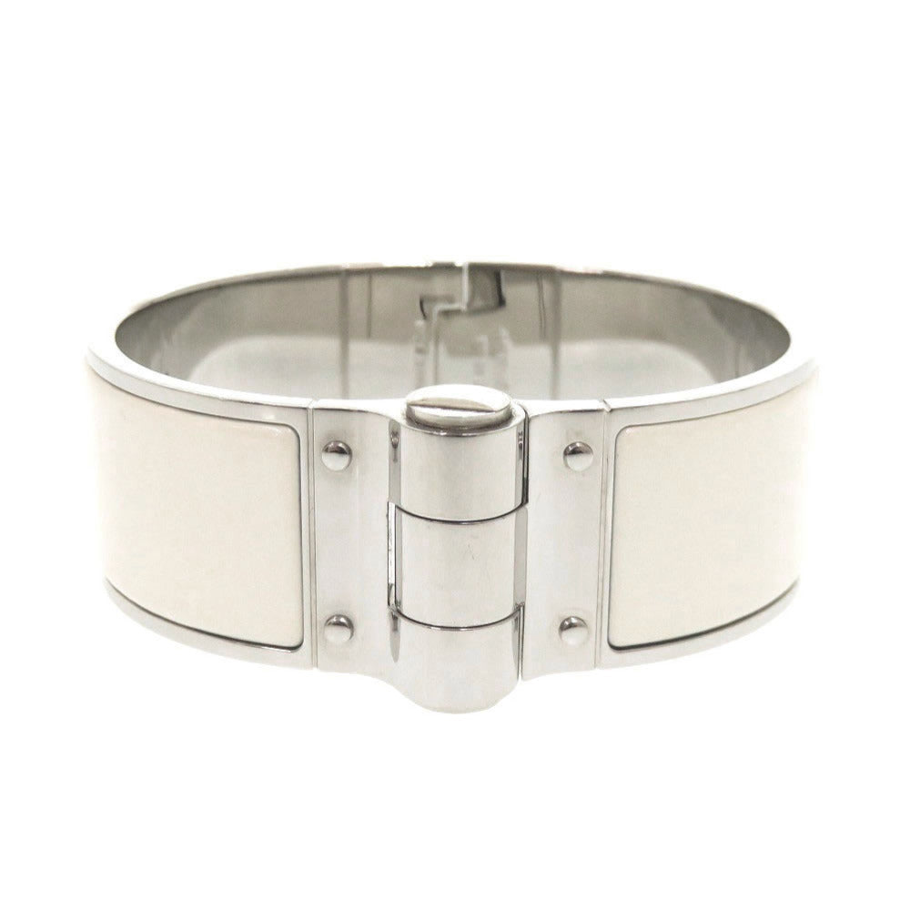 美品 エルメス シャルニエール メタル ホワイト バングル ブレスレット 白 1652【中古】HERMES