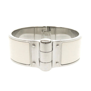 美品 エルメス シャルニエール メタル ホワイト バングル ブレスレット 白 1652【中古】HERMES