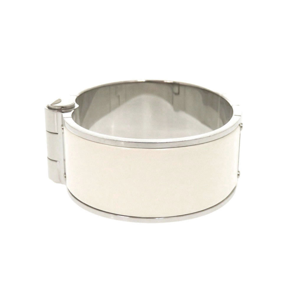 美品 エルメス シャルニエール メタル ホワイト バングル ブレスレット 白 1652【中古】HERMES