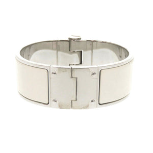 美品 エルメス シャルニエール メタル ホワイト バングル ブレスレット 白 1652【中古】HERMES