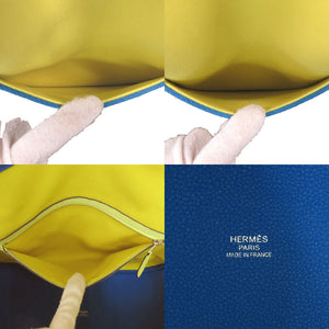エルメス ピュールサングル トートバッグ シルバー金具 トワルミリタリーキャンバス トリヨンクレマンスレザー ライム ヴェールアンサンブル ブルーイドラ イエロー ブラック 1654【中古】HERMES