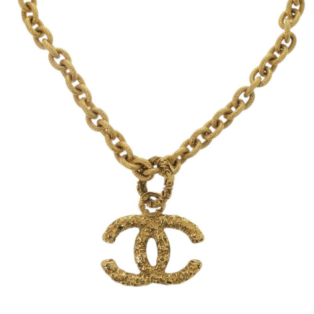 美品 シャネル 溶岩 ココマーク 95A メタル ゴールド ネックレス 1666【中古】CHANEL