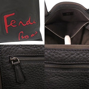 美品 フェンディ フェンディローマ Fendi Roma フラットトートバッグ 7VA426 シルバー金具 レザー スエード グレー レッド ワンショルダーバッグ 1683【中古】FENDI