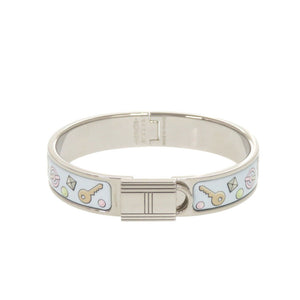 美品 エルメス メタル ライトブルー シルバー バングル 水色 1691【中古】HERMES