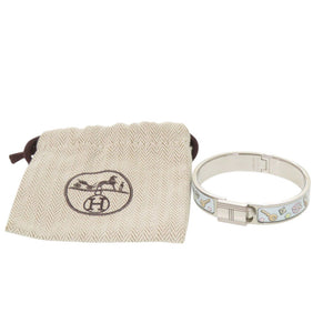 美品 エルメス メタル ライトブルー シルバー バングル 水色 1691【中古】HERMES