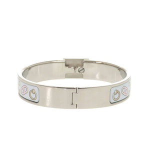 美品 エルメス メタル ライトブルー シルバー バングル 水色 1691【中古】HERMES