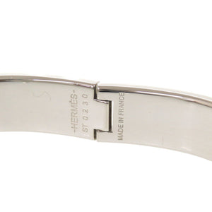 美品 エルメス メタル ライトブルー シルバー バングル 水色 1691【中古】HERMES
