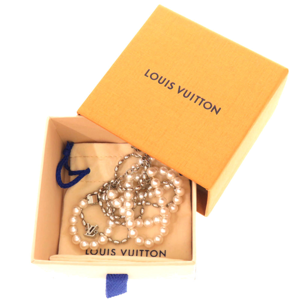 新品同様 ルイ ヴィトン ネックレス パール フュージョン M01781 メタル ガラスパール シルバー LV 1703【中古】LOUIS VUITTON