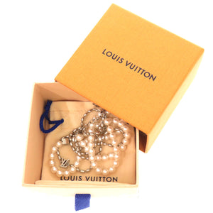 新品同様 ルイ ヴィトン ネックレス パール フュージョン M01781 メタル ガラスパール シルバー LV 1703【中古】LOUIS VUITTON