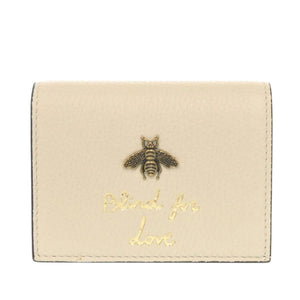 新品同様 グッチ アニマリエ ビー 460185 レザー アイボリー 二つ折り財布 1709【中古】GUCCI