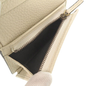 新品同様 グッチ アニマリエ ビー 460185 レザー アイボリー 二つ折り財布 1709【中古】GUCCI