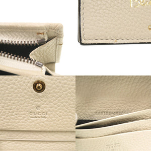 新品同様 グッチ アニマリエ ビー 460185 レザー アイボリー 二つ折り財布 1709【中古】GUCCI