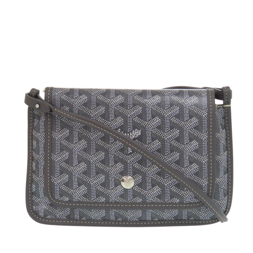 未使用 ゴヤール プリュメ ポーチウォレット グレー キャンバス レザー ショルダーバッグ 1724【中古】GOYARD