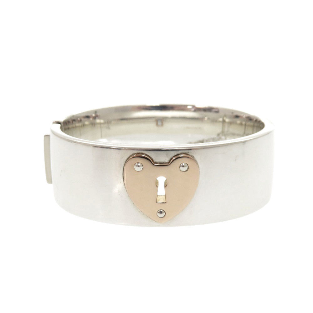 美品 ティファニー ハートロック シルバー925 K18PG 750PG シルバー バングル ブレスレット 1727【中古】TIFFANY&Co.
