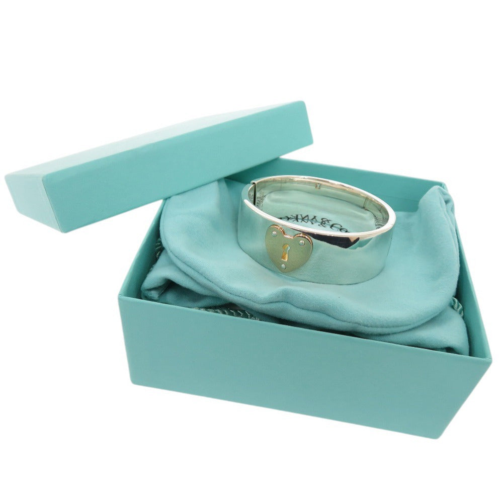 美品 ティファニー ハートロック シルバー925 K18PG 750PG シルバー バングル ブレスレット 1727【中古】TIFFANY&Co.