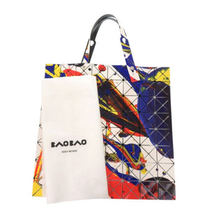 新品同様 イッセイミヤケ BAOBAO バオバオ ペイント PVC ポリエステル ブルー レッド トートバッグ 1778【中古】ISSEY MIYAKE