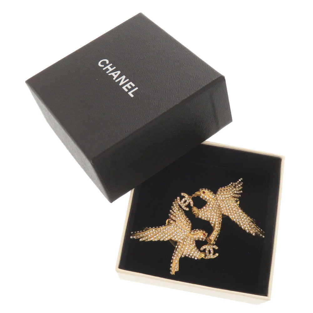 美品 シャネル ココマーク イーグル メタル ラインストーン ゴールド イヤリング 1804【中古】CHANEL