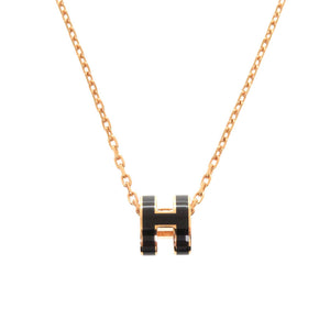新品同様 エルメス ポップアッシュ ミニ ブラック ローズゴールド金具 ネックレス アクセサリー 1807 【中古】 HERMES