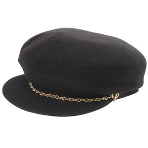 美品 エルメス ベルイル シェーヌダンクル カシミヤ/コットン ブラック キャスケット 帽子 黒 1808【中古】HERMES