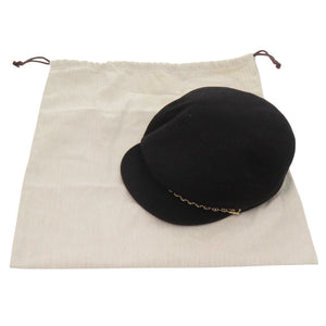 美品 エルメス ベルイル シェーヌダンクル カシミヤ/コットン ブラック キャスケット 帽子 黒 1808【中古】HERMES